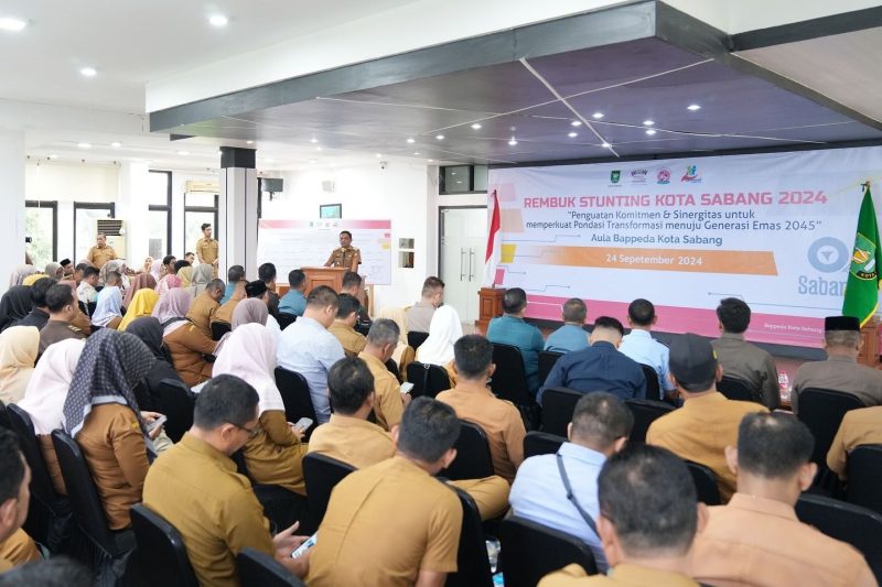Pj Wali Kota Sabang Andri Nourman, di Aula Bappeda dalam kegiatan Rembuk Stunting tahun 2024 (29/09).