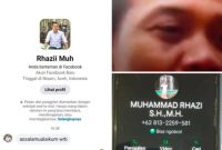 Akun FB penipu menggunakan tampilan foto Muhammad Rhazi untuk melancarkan aksi penipuan