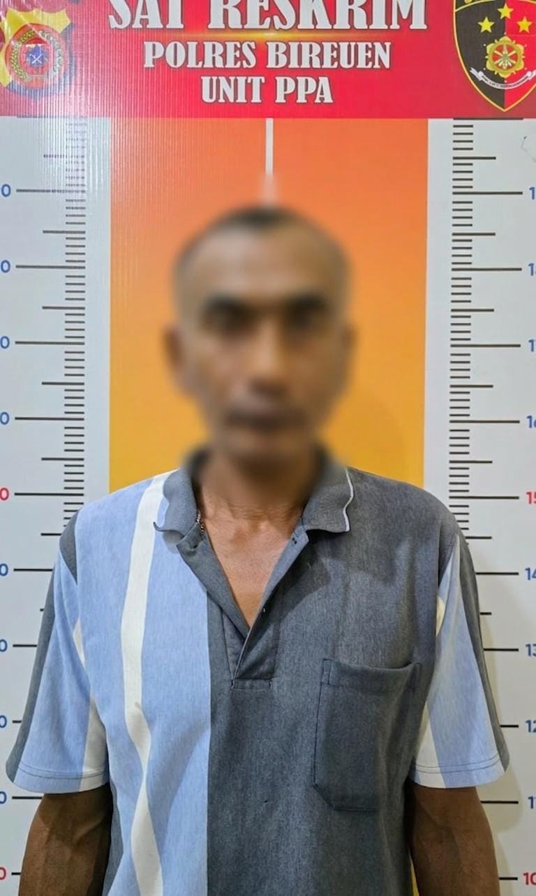 Tersangka MY diamankan tim Unit PPA Polres Bireuen,  Senin (16/3)