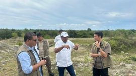 Bupati Bireuen, H Mukhlis ST meninjau lokasi rencana pembangunan gudang dan pabrik pengolahan padi modern di kawasan Batee Glungku, Kecamatan Pandrah, Rabu (6/5)