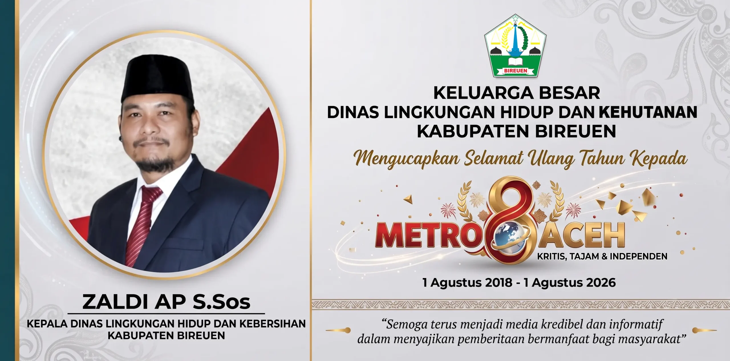 Ucapan HUT Metro Aceh - DLHK Bireuen