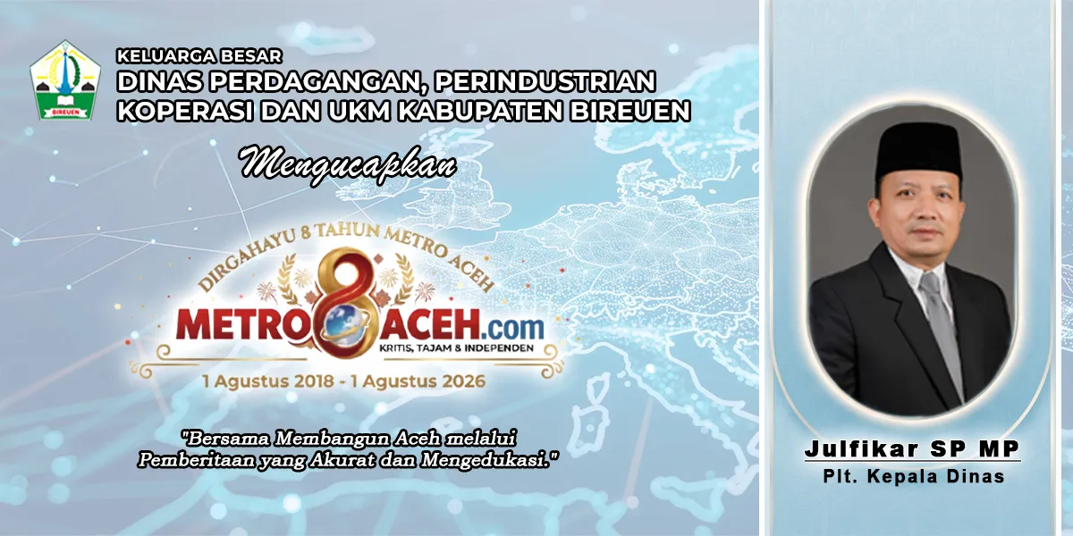 Ucapan HUT Metro Aceh - Disperindagkop