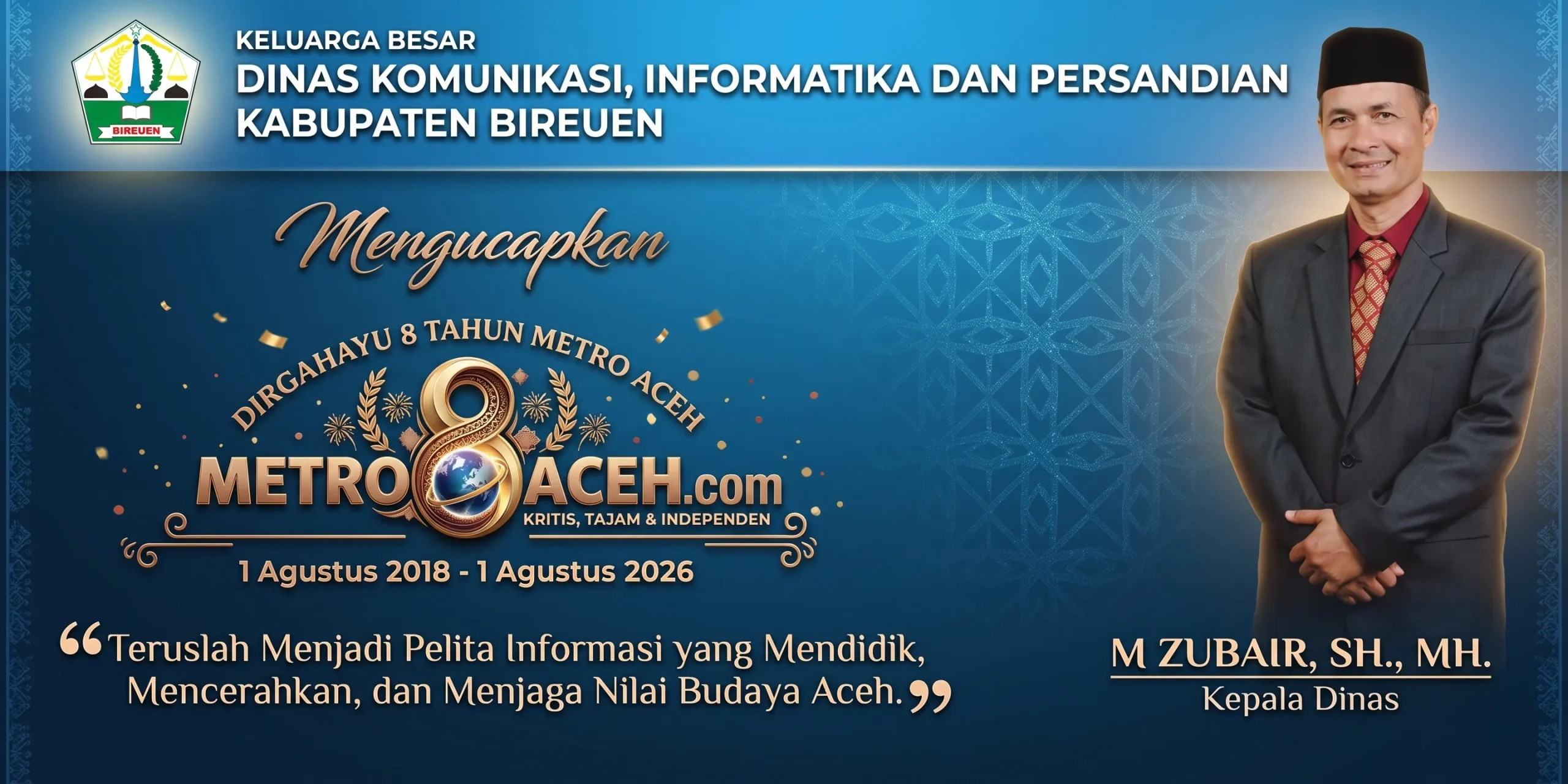Ucapan HUT Metro Aceh - Diskominsa
