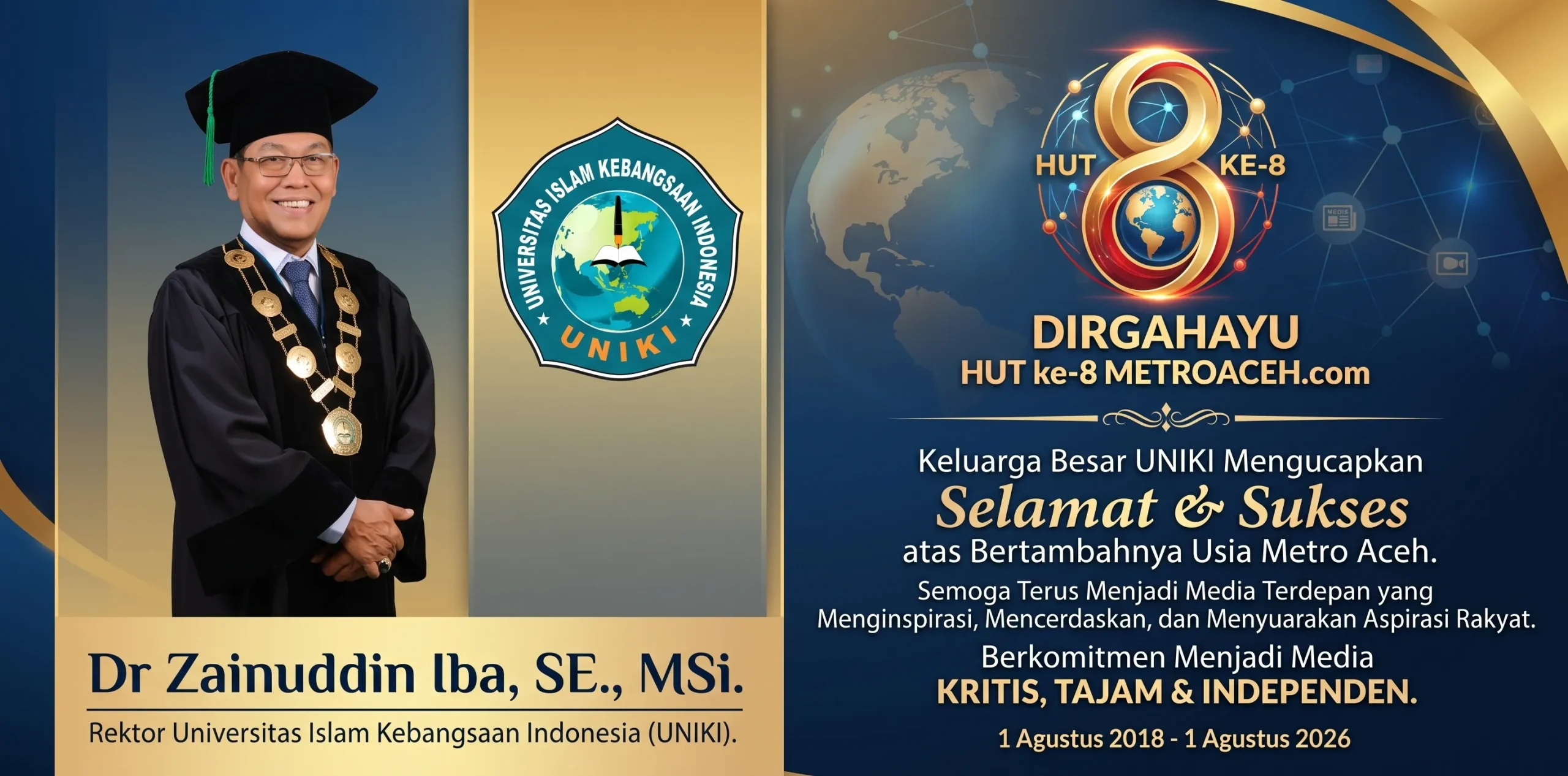 Ucapan HUT Metro Aceh - UNIKI