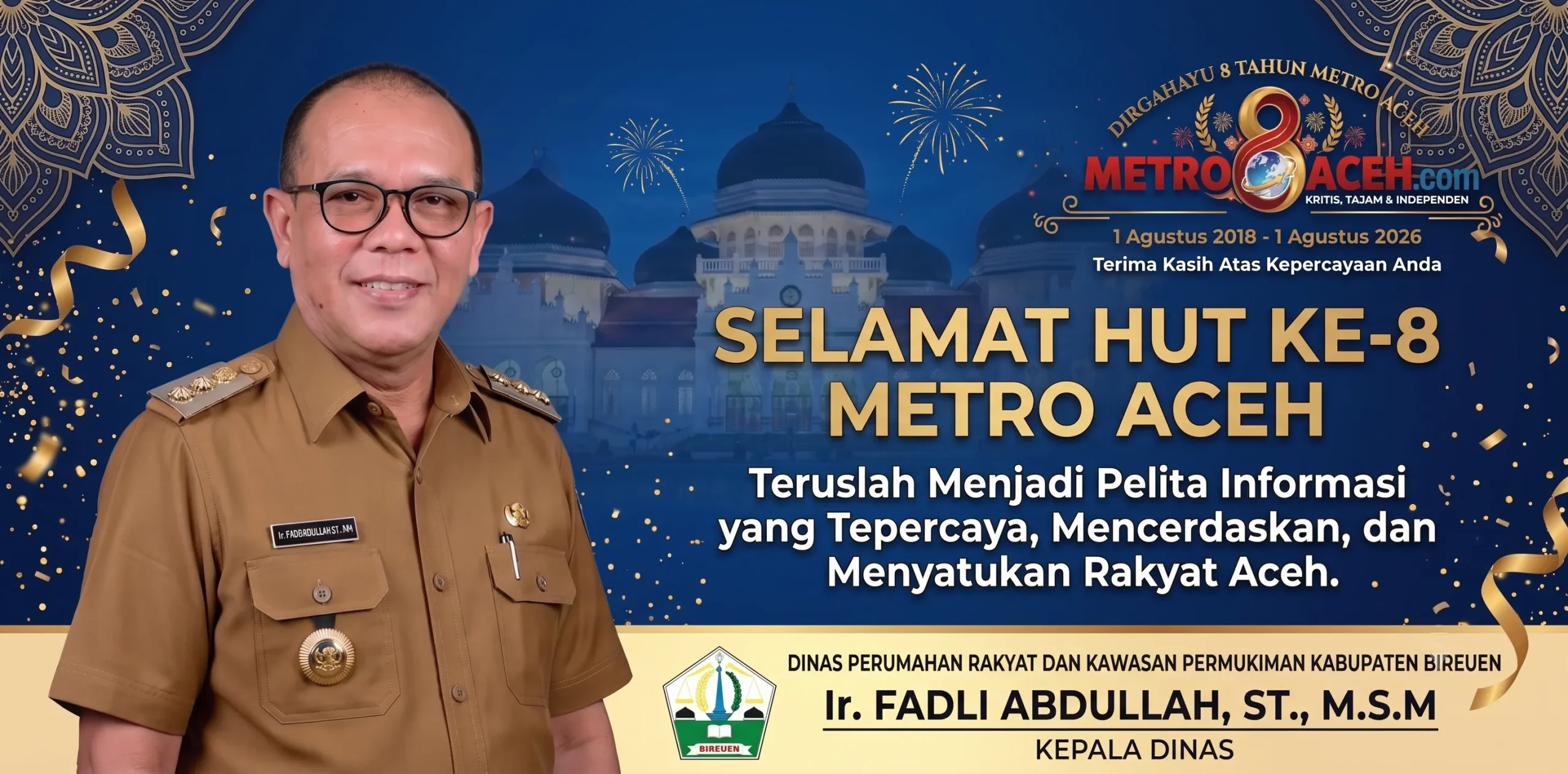 Ucapan HUT Metro Aceh - Dinas Perumahan Rakyat