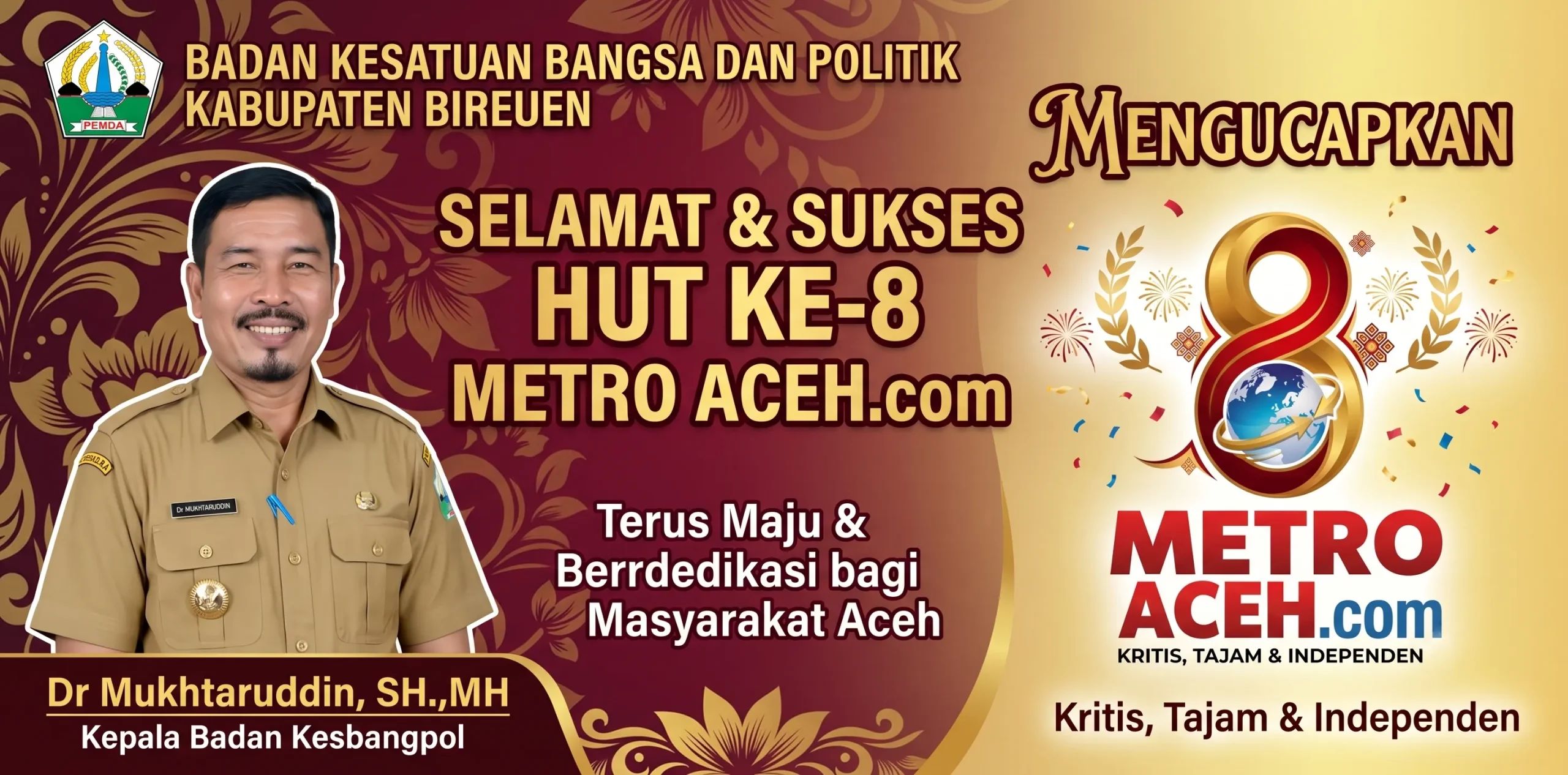 Ucapan HUT Metro Aceh - Kesbangpol
