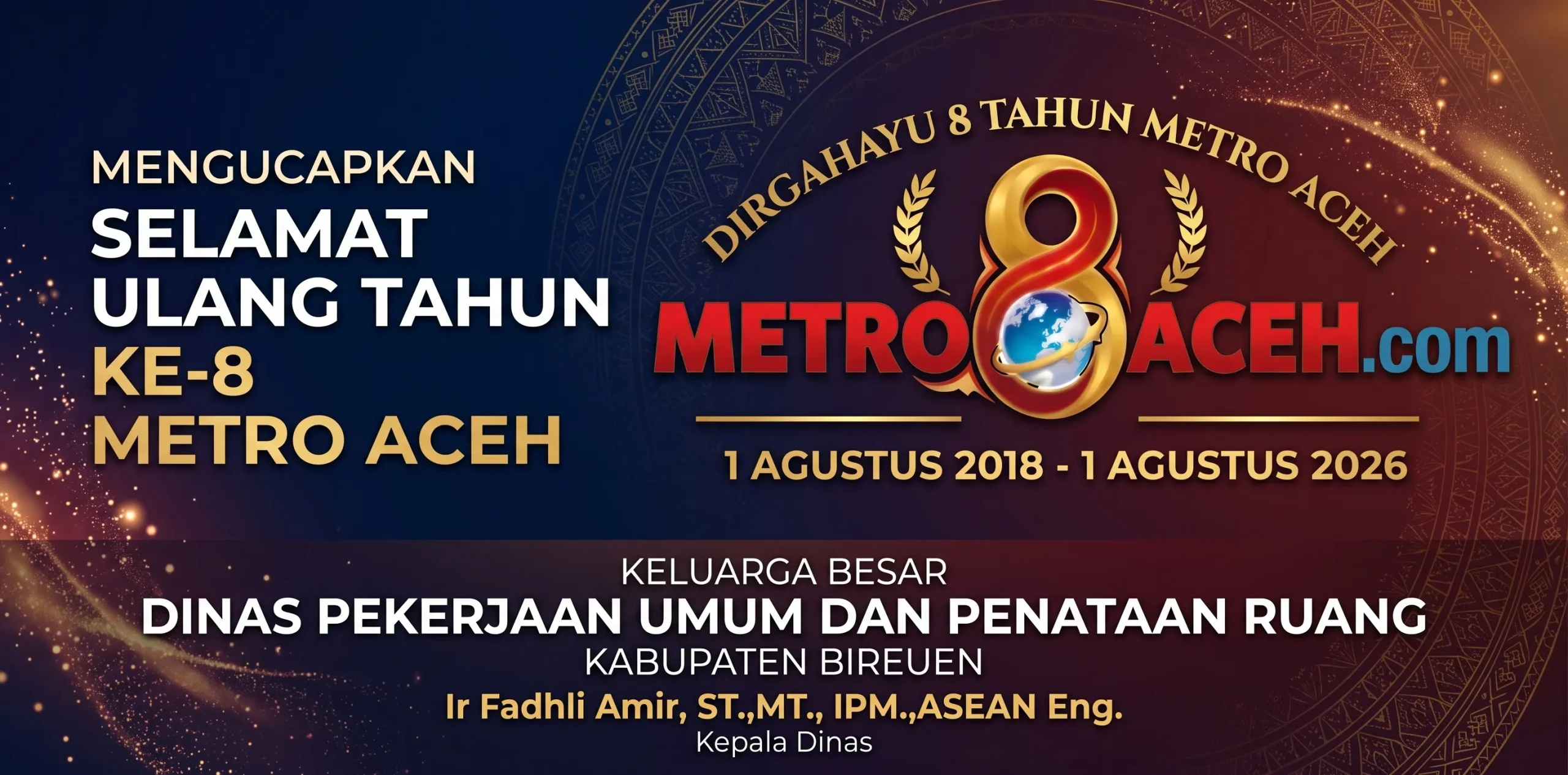 Ucapan HUT Metro Aceh - Dinas PUPR