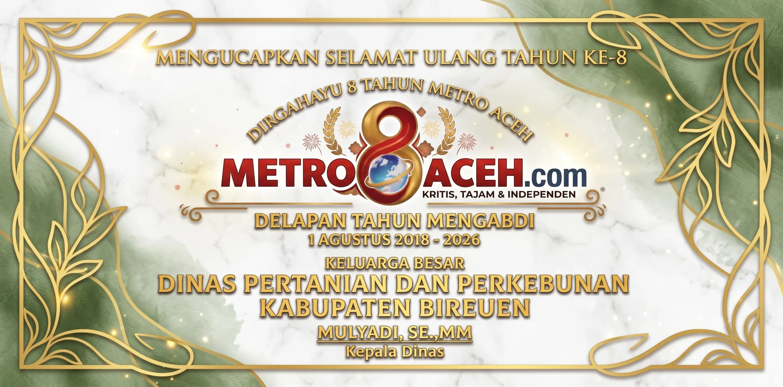 Ucapan HUT Metro Aceh - Distanbun