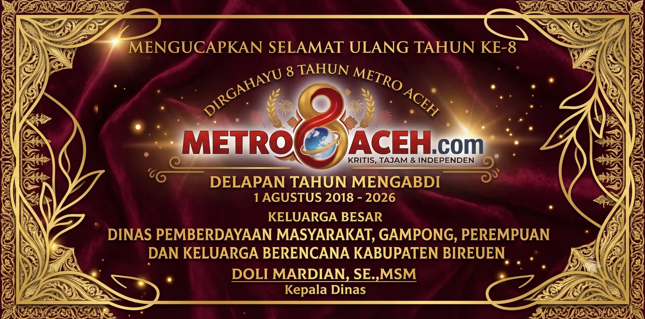 Ucapan HUT Metro Aceh - DPMGPKB