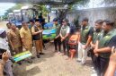 Bupati Bireuen, Ir H Mukhlis, ST menyerahkan secara simbolis bantuan Alsintan kepada lima brigade pangan di Kompleks BPP Peudada, Senin (20/7) pagi.