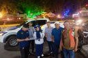 Petugas Dinas Perhubungan Bireuen survei lokasi lahan parkir diseputaran pusat Kota Bireuen.