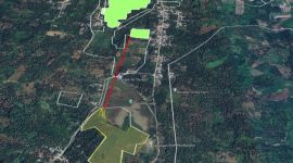 Foto satelit lokasi lahan Cetak Sawah Rakyat seluas 5.74 hektare (lokasi dilingkari garis putih-red) di Gampong Seuneubok Peuraden berjarak 600 meter dari Luas Baku Sawah (lokasi dilingkari warna hijau stabilo-red). Foto : dok Distanbun Bireuen