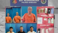 Enam pelaku pengedar sabu yang berhasil dibekuk tim opsnal Satresnarkona Polres Bireuen.