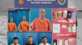Enam pelaku pengedar sabu yang berhasil dibekuk tim opsnal Satresnarkona Polres Bireuen.