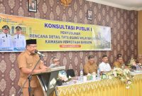 Bupati Bireuen, Ir H Mukhlis, ST menyampaikan sambutannya, di Opprom Setdakab, Selasa (2/9) pagi.