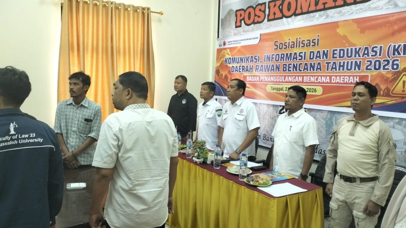 BPBD Bireuen gelar Sosialisasi Komunikasi, Informasi dan Edukasi (KIE) Daerah Rawan Bencana yang berlangsung tdi Aula BPBD, Rabu (21/10).